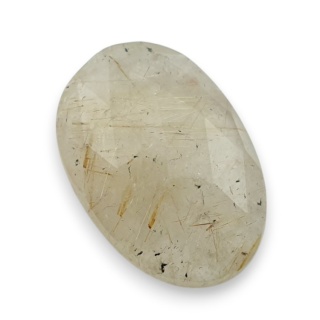 Quartz with rutile faceted cabochon 25x18 mm no 4