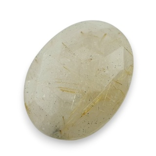 Quartz with rutile faceted cabochon 26x19 mm no 8
