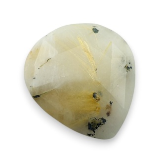Quartz with rutile faceted cabochon 26x23 mm no 11