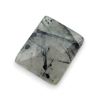 Quartz with tourmaline faceted cabochon 18x16 mm no 36