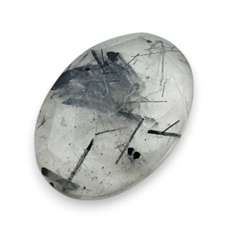 Quartz with tourmaline faceted cabochon 23x17 mm no 24