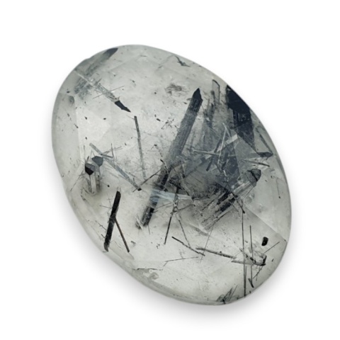 Quartz with tourmaline faceted cabochon 23x17 mm no 24 Quartz with tourmaline faceted cabochon 23x17 mm no 24