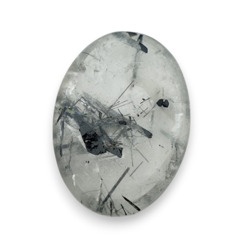 Quartz with tourmaline faceted cabochon 23x17 mm no 24 Quartz with tourmaline faceted cabochon 23x17 mm no 24