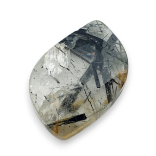 Quartz with tourmaline faceted cabochon 24x16 mm no 37