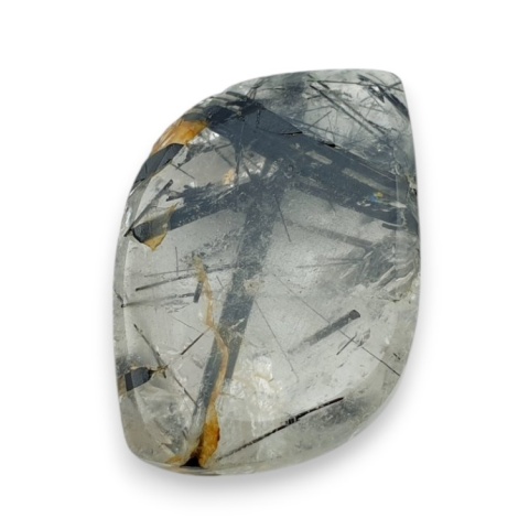 Quartz with tourmaline faceted cabochon 24x16 mm no 37 Quartz with tourmaline faceted cabochon 24x16 mm no 37