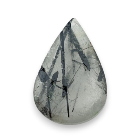 Quartz with tourmaline faceted cabochon 26x17 mm no 32 Quartz with tourmaline faceted cabochon 26x17 mm no 32