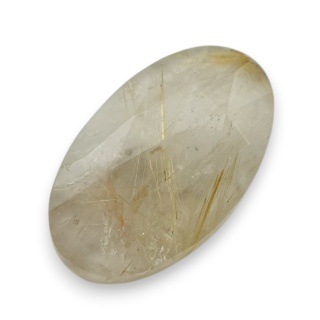 Quartz with rutile faceted cabochon 22x13 mm no 97
