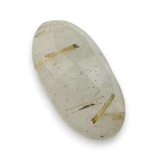 Quartz with rutile faceted cabochon 24x13 mm no 21