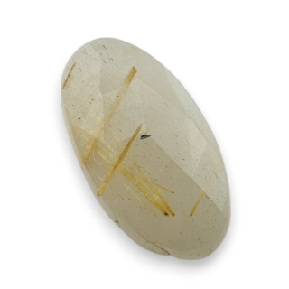 Quartz with rutile faceted cabochon 24x13 mm no 46