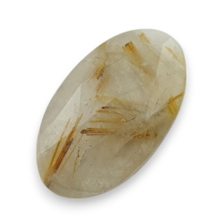 Quartz with rutile faceted cabochon 24x14 mm no 62
