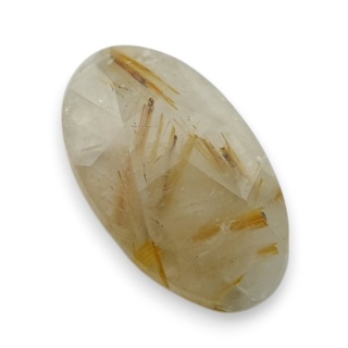 Quartz with rutile faceted cabochon 24x14 mm no 62