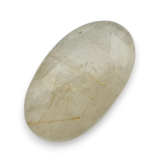 Quartz with rutile faceted cabochon 24x14 mm no 64