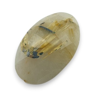 Quartz with rutile faceted cabochon 24x16 mm no 34