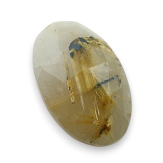 Quartz with rutile faceted cabochon 24x16 mm no 34