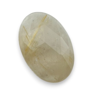 Quartz with rutile faceted cabochon 24x16 mm no 86