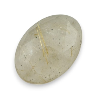 Quartz with rutile faceted cabochon 24x17 mm no 83