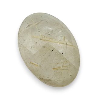 Quartz with rutile faceted cabochon 24x17 mm no 83