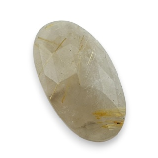 Quartz with rutile faceted cabochon 25x14 mm no 14