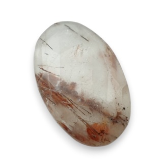 Quartz with rutile faceted cabochon 25x15 mm no 143