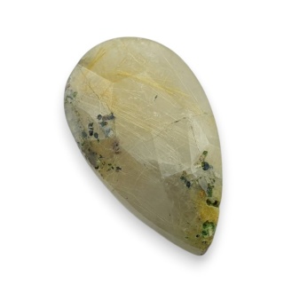 Quartz with rutile faceted cabochon 25x15 mm no 74
