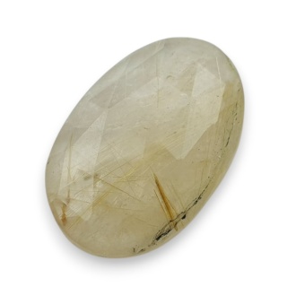 Quartz with rutile faceted cabochon 25x16 mm no 67