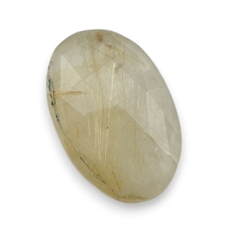 Quartz with rutile faceted cabochon 25x16 mm no 67