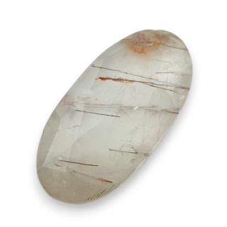 Quartz with rutile faceted cabochon 26x13 mm no 132