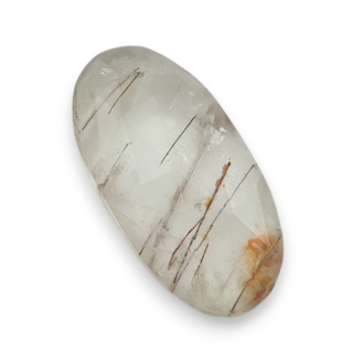 Quartz with rutile faceted cabochon 26x13 mm no 132