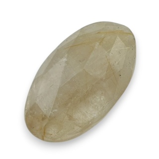 Quartz with rutile faceted cabochon 26x15 mm no 17