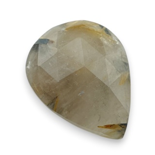 Quartz with rutile faceted cabochon 26x20 mm no 51