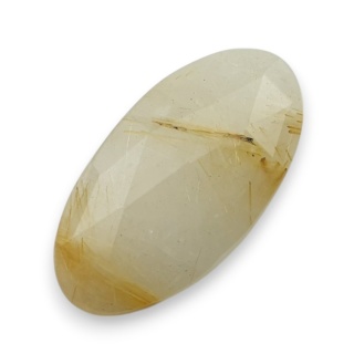 Quartz with rutile faceted cabochon 27x14 mm no 35