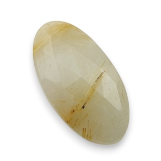 Quartz with rutile faceted cabochon 27x14 mm no 35