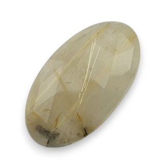Quartz with rutile faceted cabochon 27x15 mm no 84
