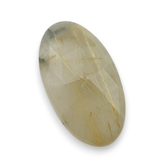 Quartz with rutile faceted cabochon 27x15 mm no 84