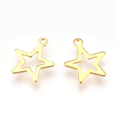 Star pendant surgical steel 14x12x0.6 mm 1pc gold colour Star pendant surgical steel 14x12x0.6 mm 1pc gold colour