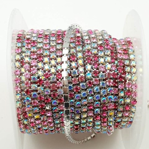 Chain ribbon with crystals 2mm 30cm Pink Fuchsia AB mix AA04 Chain ribbon with crystals 2mm 30cm Pink Fuchsia AB mix AA04