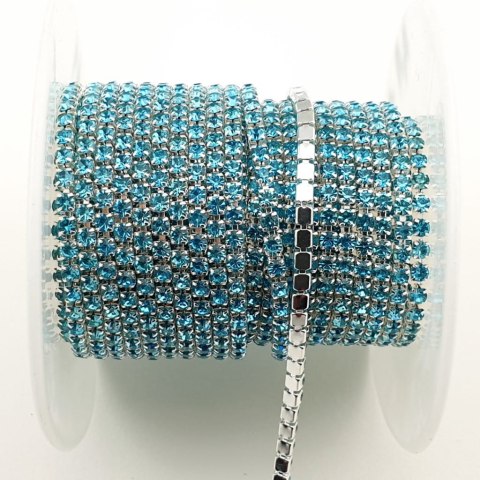 Chain ribbon with crystals 2mm 30 cm Aquamarine AA11 Chain ribbon with crystals 2mm 30 cm Aquamarine AA11