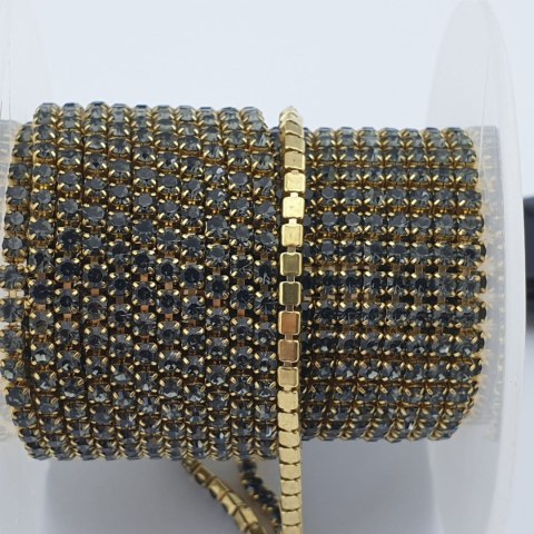Chain of ribbon with crystals 2mm 30 cm Black Diamond A8 Chain of ribbon with crystals 2mm 30 cm Black Diamond A8