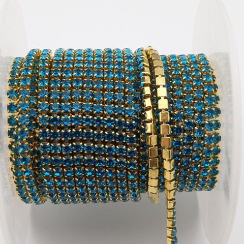 Chain of ribbon with crystals 2mm 30 cm Blue Zircon A9 Chain of ribbon with crystals 2mm 30 cm Blue Zircon A9