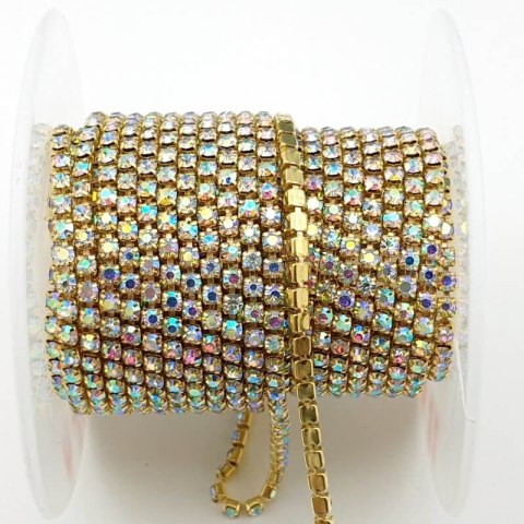 Chain ribbon with crystals 2mm 30 cm Crystal AB A22 Chain ribbon with crystals 2mm 30 cm Crystal AB A22