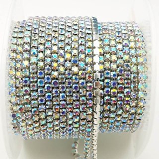 Łańcuszek taśma z kryształkami 2mm 30 cm Crystal AB AA1