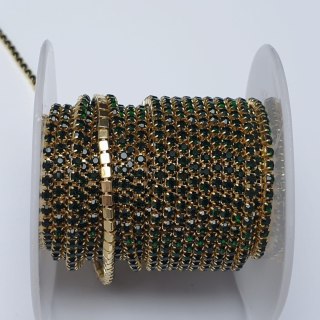 Chain ribbon with crystals 2mm 30 cm Emerald A18