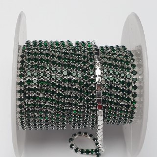 Chain of ribbon with crystals 2mm 30 cm Emerald AA10