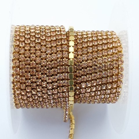 Chain ribbon with crystals 2mm 30 cm Lt Peach A7 Chain ribbon with crystals 2mm 30 cm Lt Peach A7