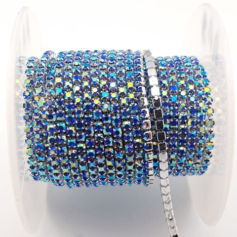Łańcuszek taśma z kryształkami 2mm 30 cm Lt Sapphire AB AA5 Łańcuszek taśma z kryształkami 2mm 30 cm Lt Sapphire AB AA5