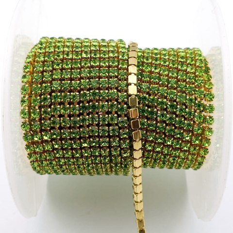 Łańcuszek taśma z kryształkami 2mm 30 cm Peridot A4 Łańcuszek taśma z kryształkami 2mm 30 cm Peridot A4