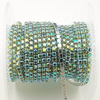 Chain ribbon with crystals 2mm 30cm Peridot AB AA4