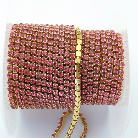 Łańcuszek taśma z kryształkami 2mm 30 cm Rose A16 Łańcuszek taśma z kryształkami 2mm 30 cm Rose A16