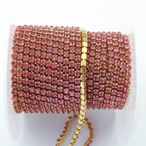 Łańcuszek taśma z kryształkami 2mm 30 cm Rose A16 Łańcuszek taśma z kryształkami 2mm 30 cm Rose A16
