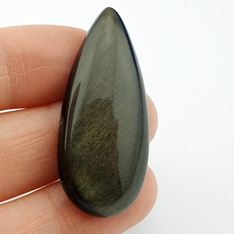 Obsidian golden cabochon 4.2x1.6 cm no. 17 Obsidian golden cabochon 4.2x1.6 cm no. 17